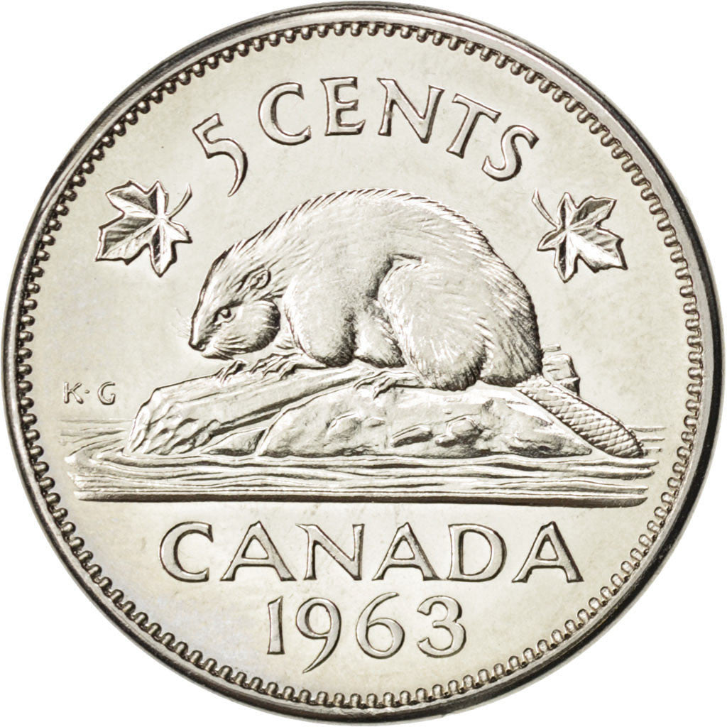 Coin, Canada, Elizabeth II, 5 Cents, 1963, Ottawa, MS(63), Nickel, KM:57