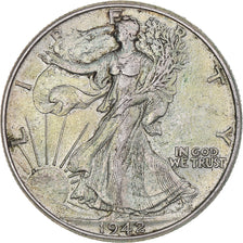 Coin, United States, Walking Liberty Half Dollar, Half Dollar, 1942, U.S. Mint