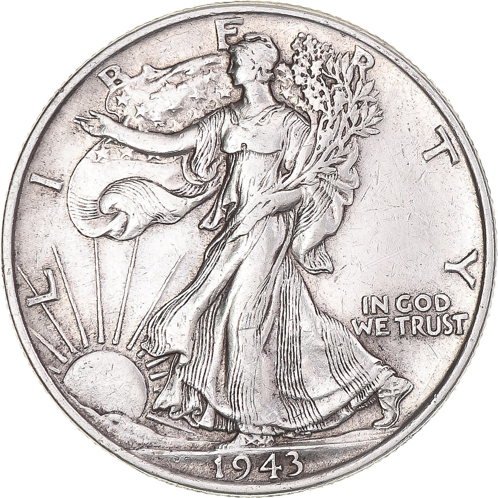 Coin, United States, Half Dollar, 1943, Philadelphia, VF(30-35), Silver, KM:142
