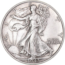 Coin, United States, Half Dollar, 1943, Philadelphia, VF(30-35), Silver, KM:142
