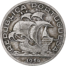 Coin, Portugal, 10 Escudos, 1954, EF(40-45), Silver, KM:586