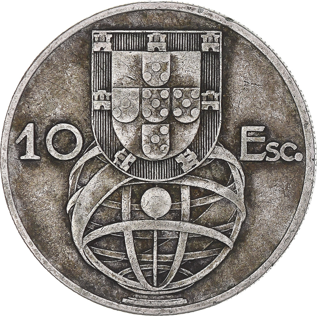 Coin, Portugal, 10 Escudos, 1954, EF(40-45), Silver, KM:586
