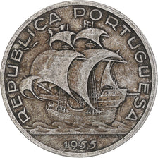Coin, Portugal, 10 Escudos, 1955, VF(30-35), Silver, KM:586