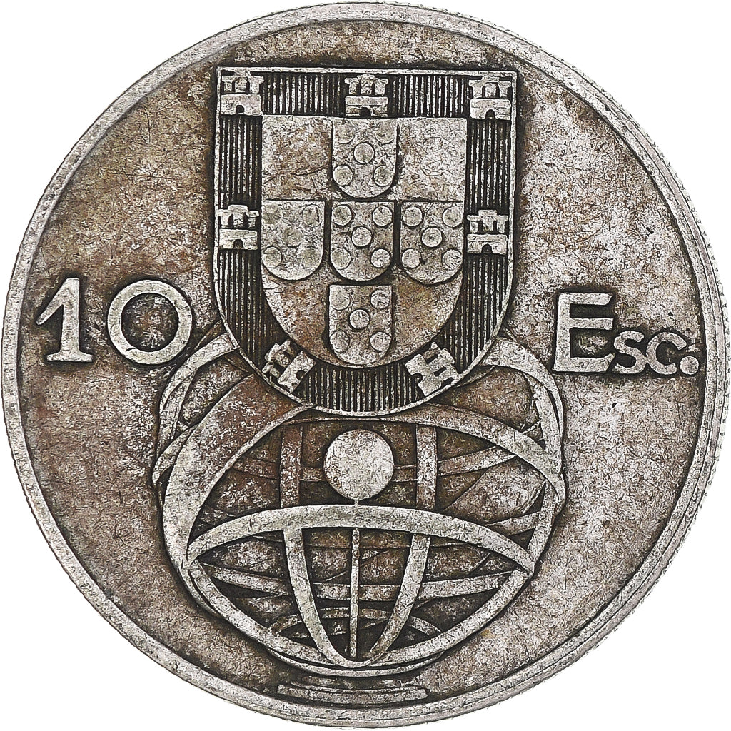 Coin, Portugal, 10 Escudos, 1955, VF(30-35), Silver, KM:586