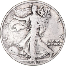 Coin, United States, Half Dollar, 1943, Philadelphia, VF(20-25), Silver, KM:142