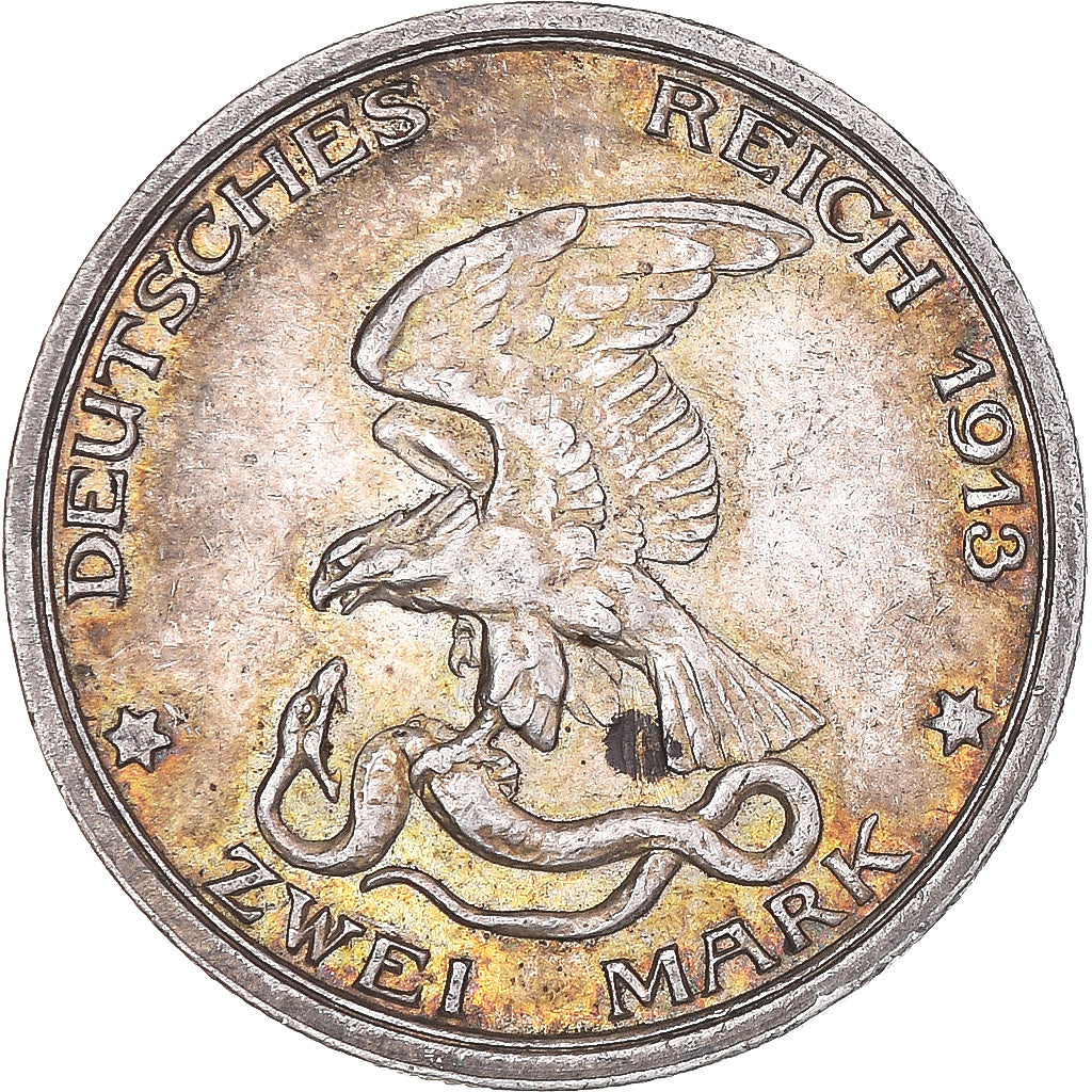 Münze, Deutsch Staaten, PRUSSIA, Wilhelm II, 2 Mark, 1913, Berlin, SS+, Silber