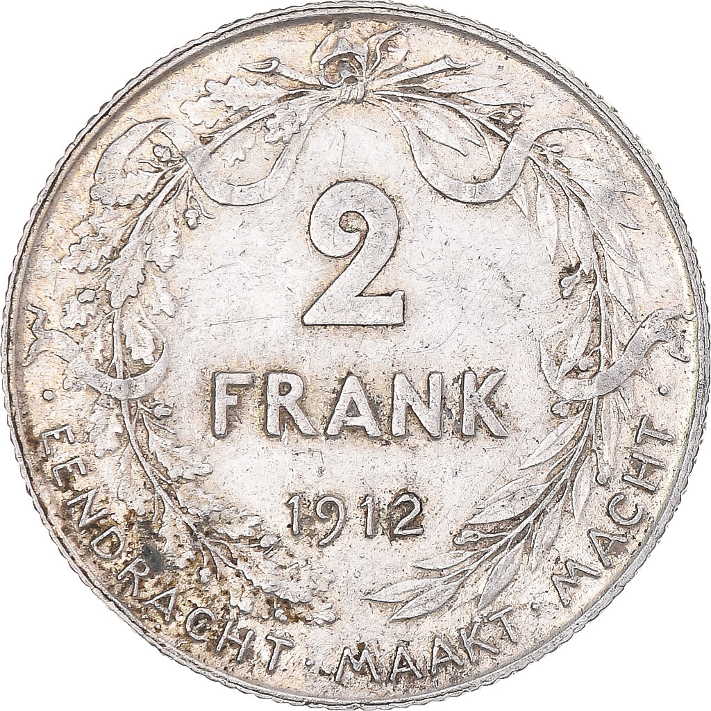 Coin, Belgium, 2 Francs, 2 Frank, 1912, AU(50-53), Silver, KM:74