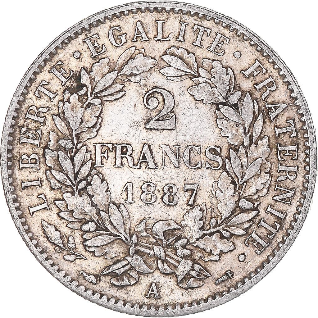 Coin, France, Cérès, 2 Francs, 1887, Paris, AU(50-53), Silver, KM:817.1