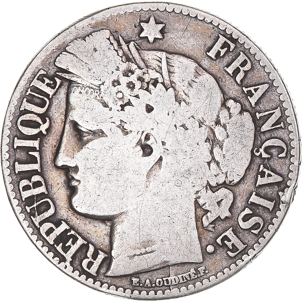 Moneta, Francja, Cérès, 2 Francs, 1871, Bordeaux, grand K, VF(20-25), Srebro