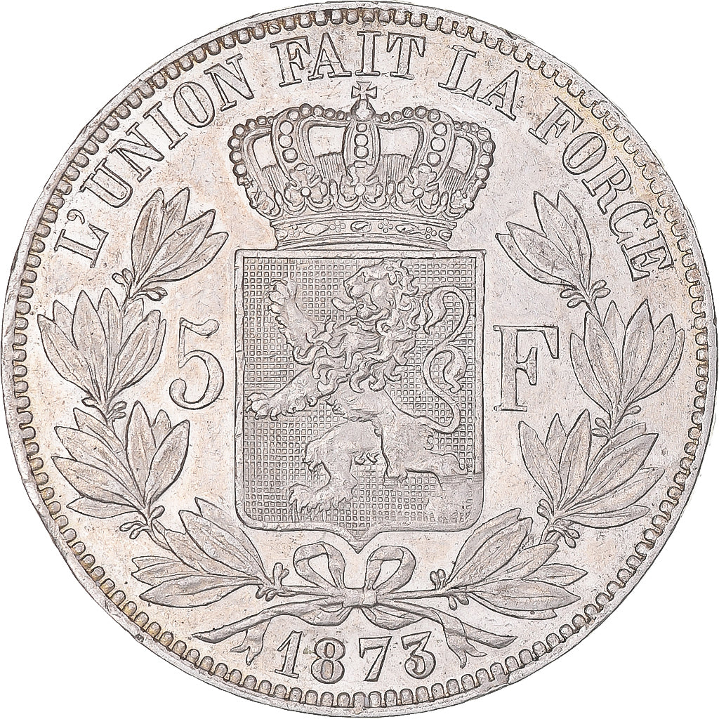 Coin, Belgium, Leopold II, 5 Francs, 5 Frank, 1873, AU(55-58), Silver, KM:24