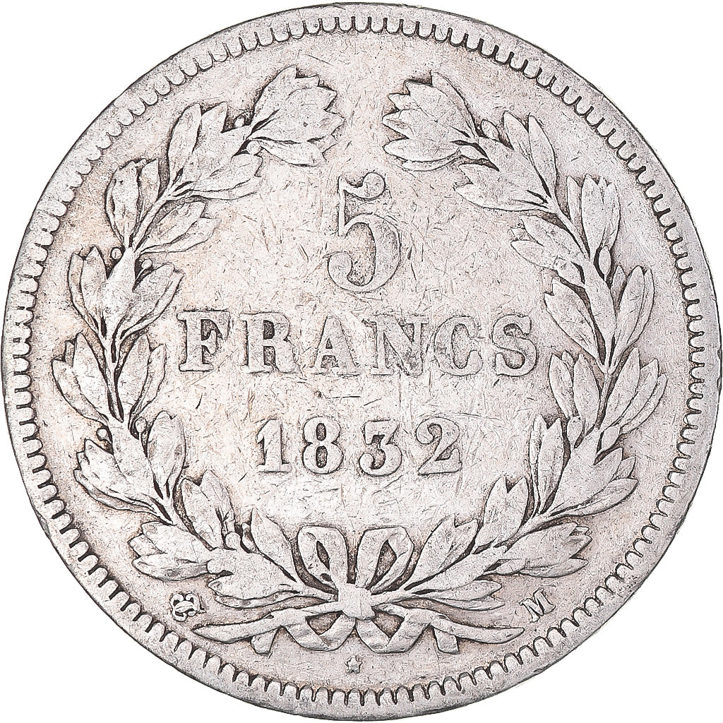 Coin, France, Louis-Philippe, 5 Francs, 1832, Toulouse, VF(20-25), Silver