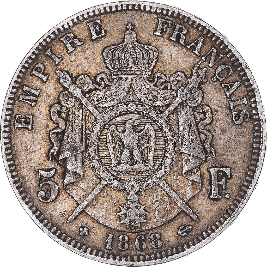 Coin, France, Napoleon III, 5 Francs, 1868, Strasbourg, VF(30-35), Silver