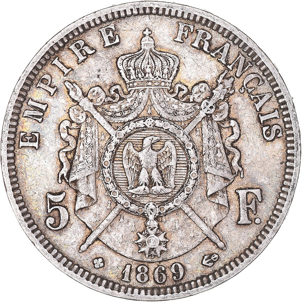 Coin, France, Napoléon III, 5 Francs, 1869, Strasbourg, EF(40-45), Silver