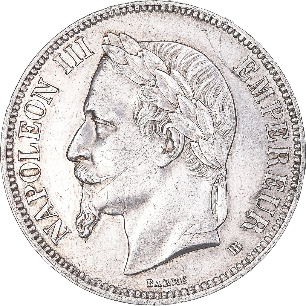 Moneta, Francja, Napoléon III, 5 Francs, 1869, Strasbourg, AU(50-53), Srebro