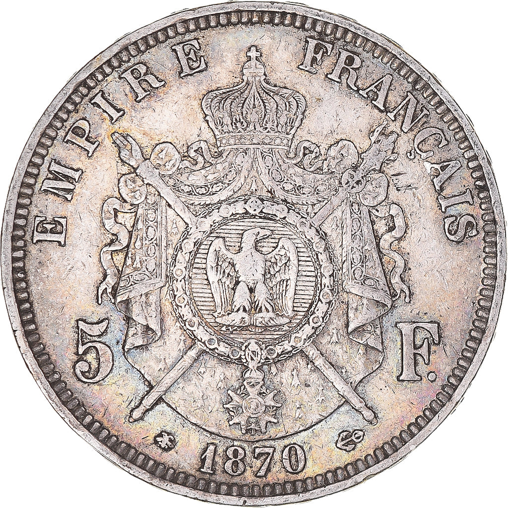 Monnaie, France, Napoleon III, 5 Francs, 1870, Paris, TTB, Argent, Gadoury:739