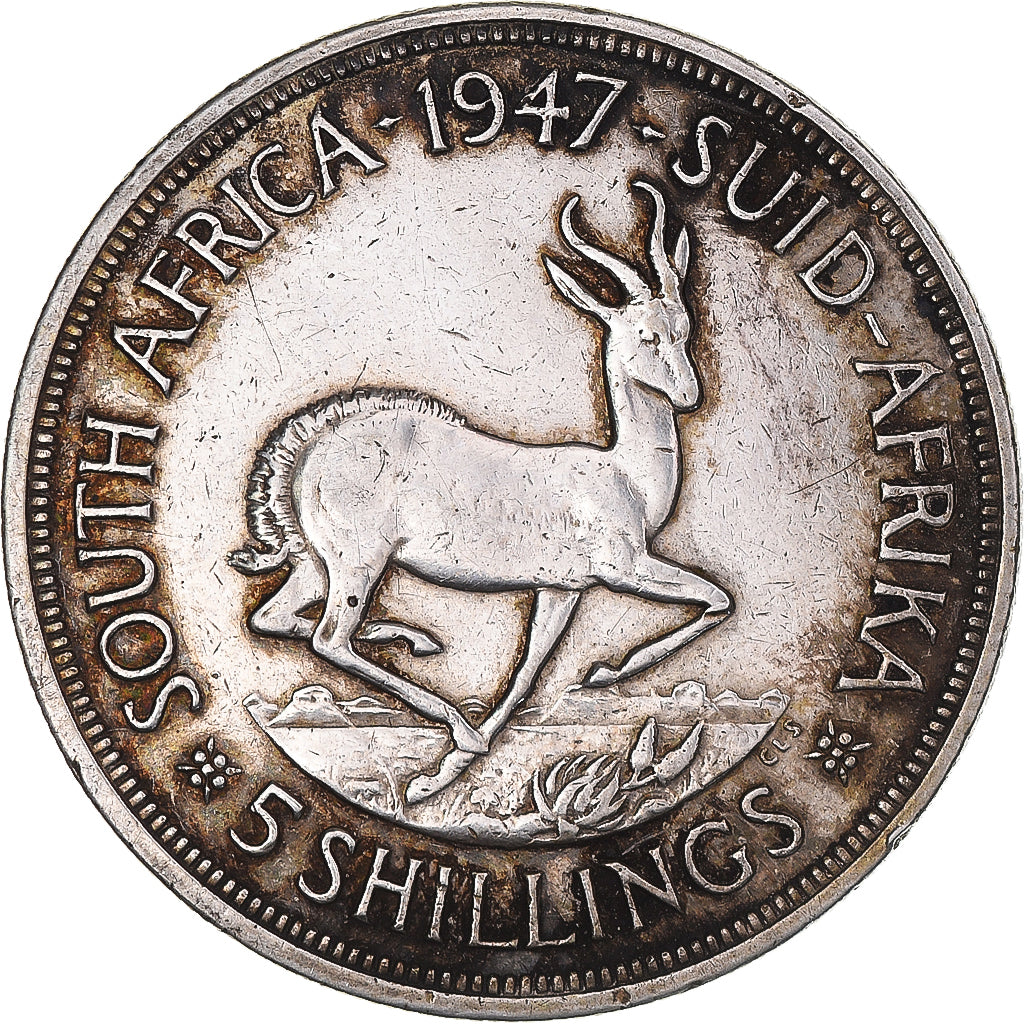 Coin, South Africa, George VI, 5 Shillings, 1947, AU(55-58), Silver, KM:31