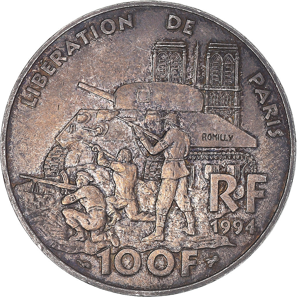 Coin, France, Libération de Paris, 100 Francs, 1994, EF(40-45), Silver