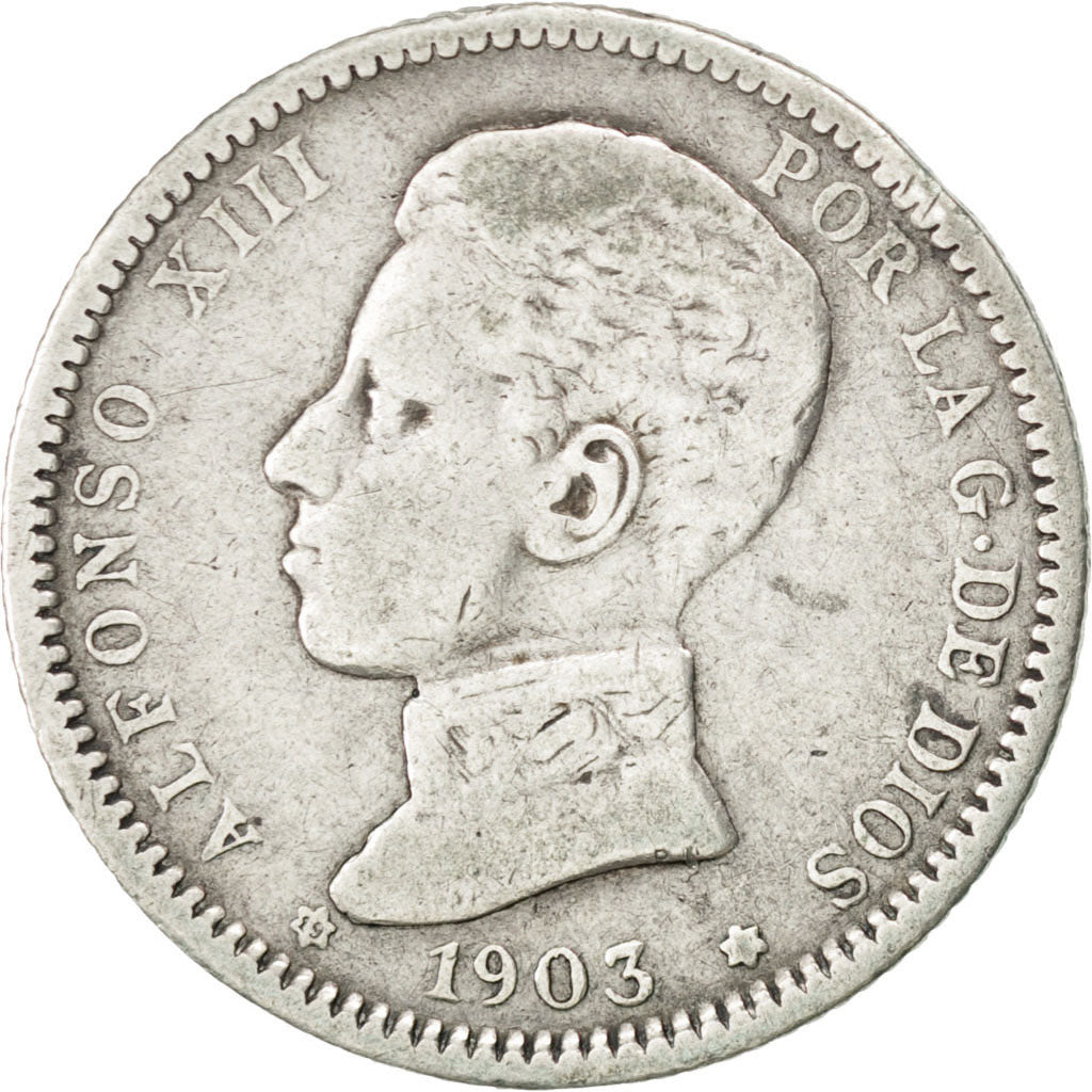 Coin, Spain, Alfonso XIII, Peseta, 1903, VF(20-25), Silver, KM:721