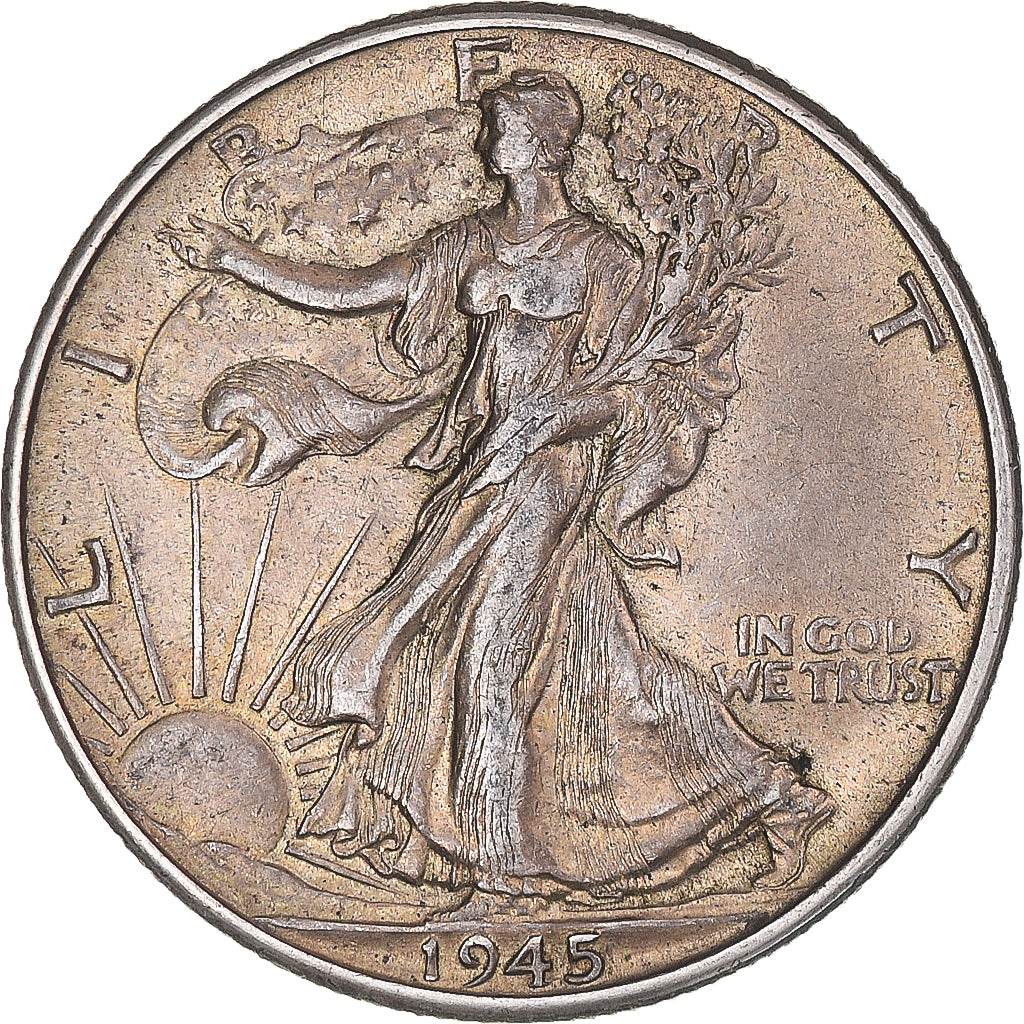 Coin, United States, Walking Liberty Half Dollar, Half Dollar, 1945, U.S. Mint