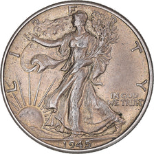 Coin, United States, Walking Liberty Half Dollar, Half Dollar, 1945, U.S. Mint