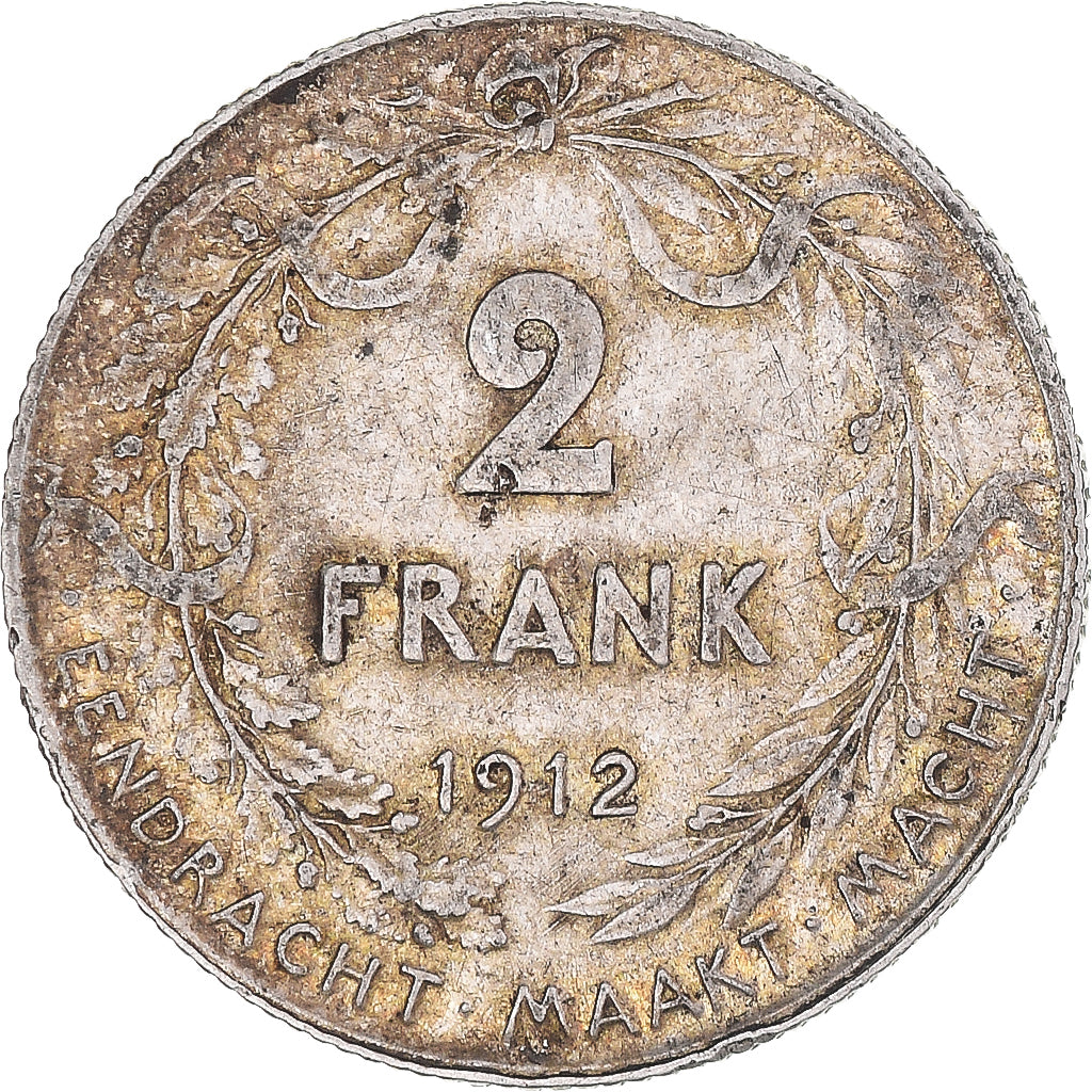 Moneda, Bélgica, 2 Francs, 2 Frank, 1912, MBC, Plata, KM:75