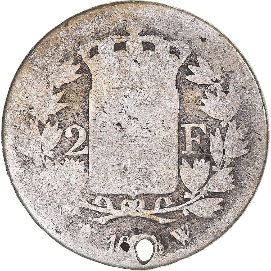 Coin, France, Louis XVIII, 2 Francs, Lille, AG(3), Silver, KM:710.12
