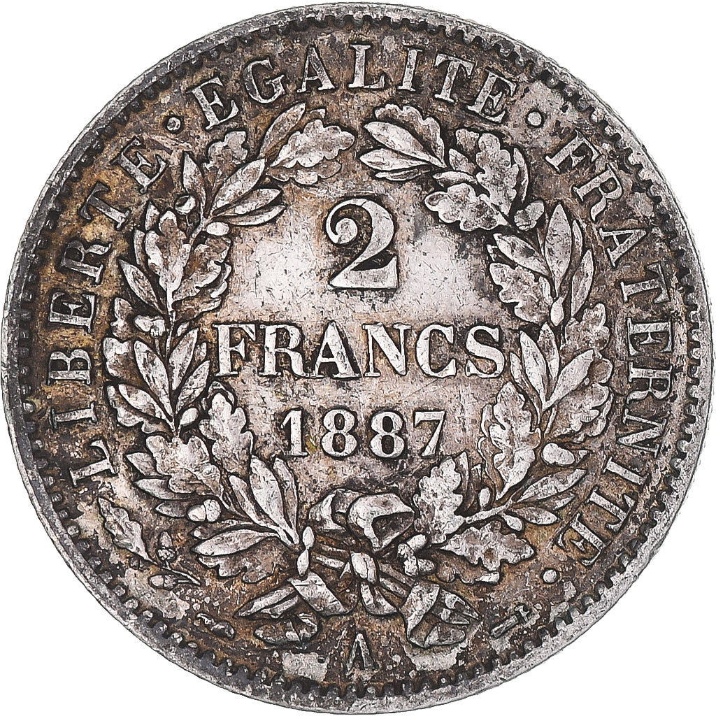 Coin, France, Cérès, 2 Francs, 1887, Paris, EF(40-45), Silver, KM:817.1
