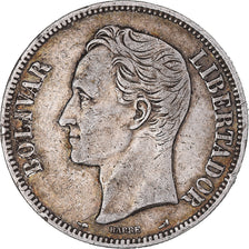 Moeda, Venezuela, Gram 25, 5 Bolivares, 1905, EF(40-45), Prata, KM:24.2