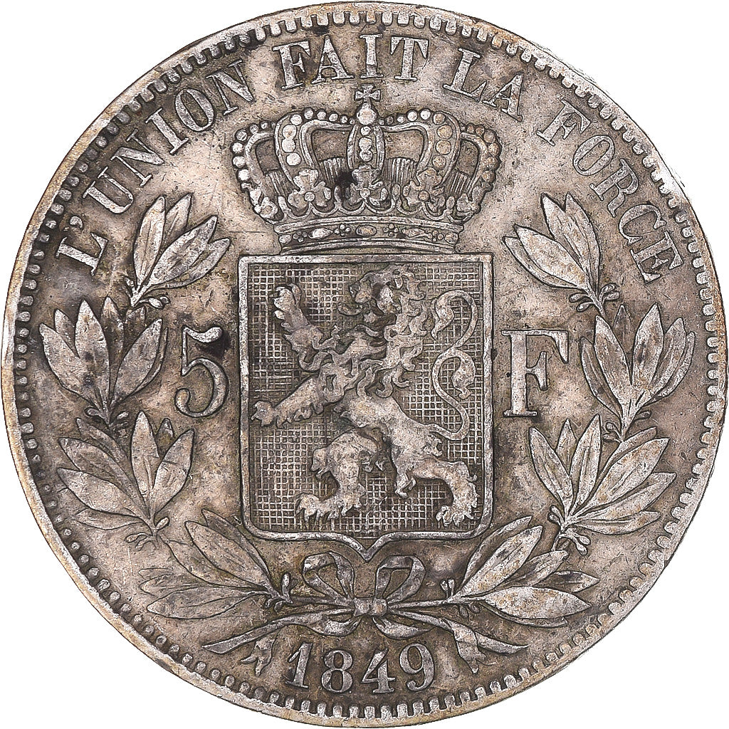 Moneta, Belgio, Leopold I, 5 Francs, 5 Frank, 1849, Brussels, MB+, Argento