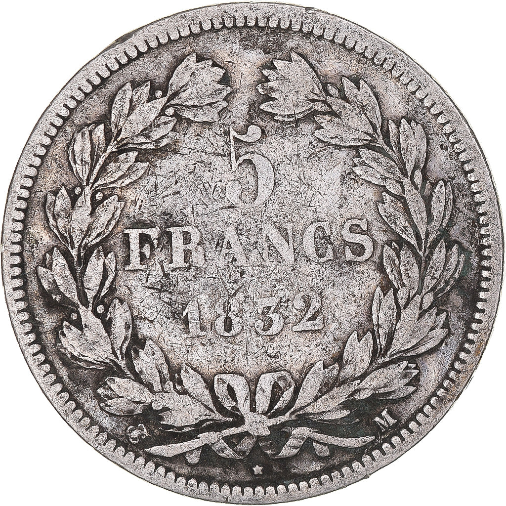 Monnaie, France, Louis-Philippe, 5 Francs, 1832, Toulouse, TB, Argent