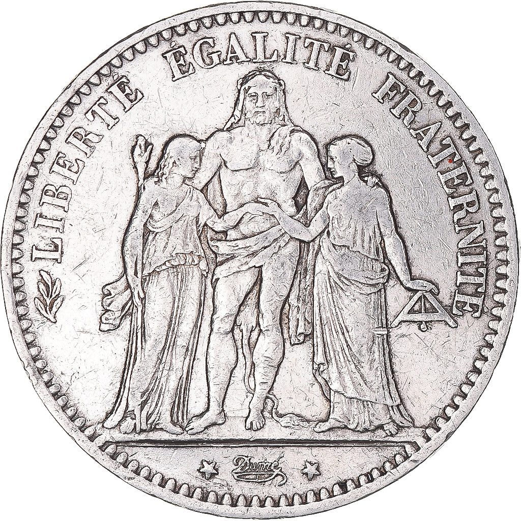 Moneta, Francia, Hercule, 5 Francs, 1875, Paris, Petit A, BB, Argento, KM:820.1