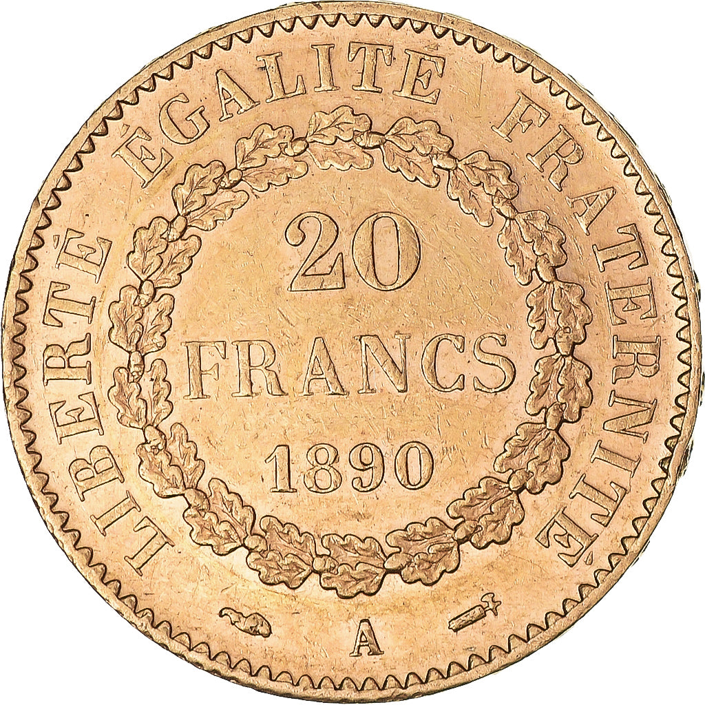Coin, France, Génie, 20 Francs, 1890, Paris, AU(55-58), Gold, KM:825
