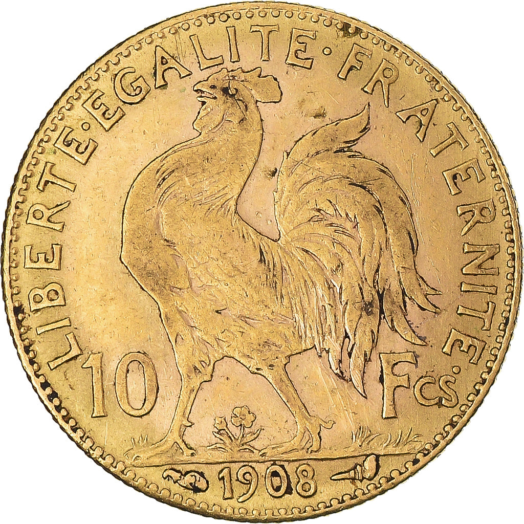 Coin, France, Marianne, 10 Francs, 1908, Paris, EF(40-45), Gold, KM:846