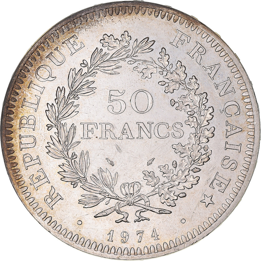 Munten, Frankrijk, Hercule, 50 Francs, 1974, Hybrid issue, PR, Zilver, KM:941.2