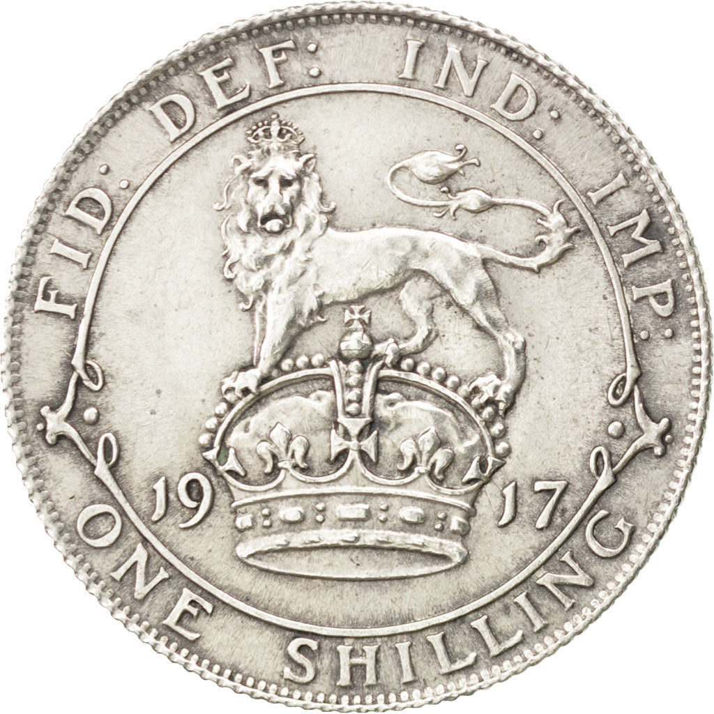 Great Britain, 1 Shilling, 1917, KM #816, AU(50-53), Silver, 23.5, 5.64