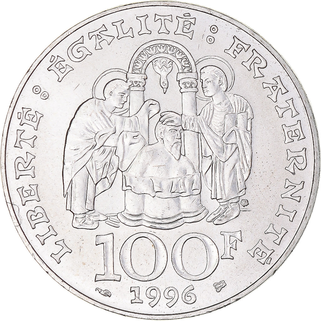 Coin, France, Clovis, 100 Francs, 1996, MS(60-62), Silver, KM:1180, Gadoury:953