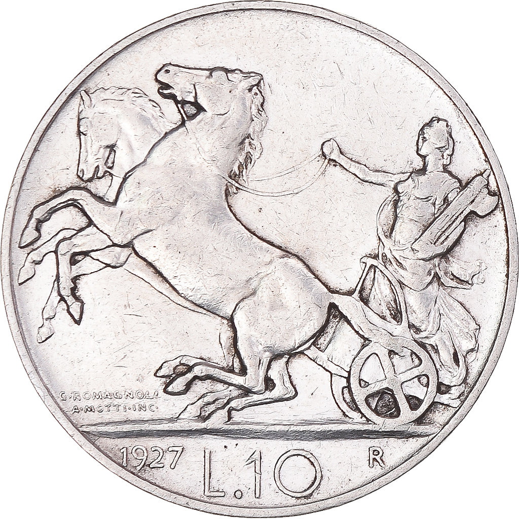 Moneta, Italia, Vittorio Emanuele III, 10 Lire, 1927, Rome, BB, Argento, KM:68.1