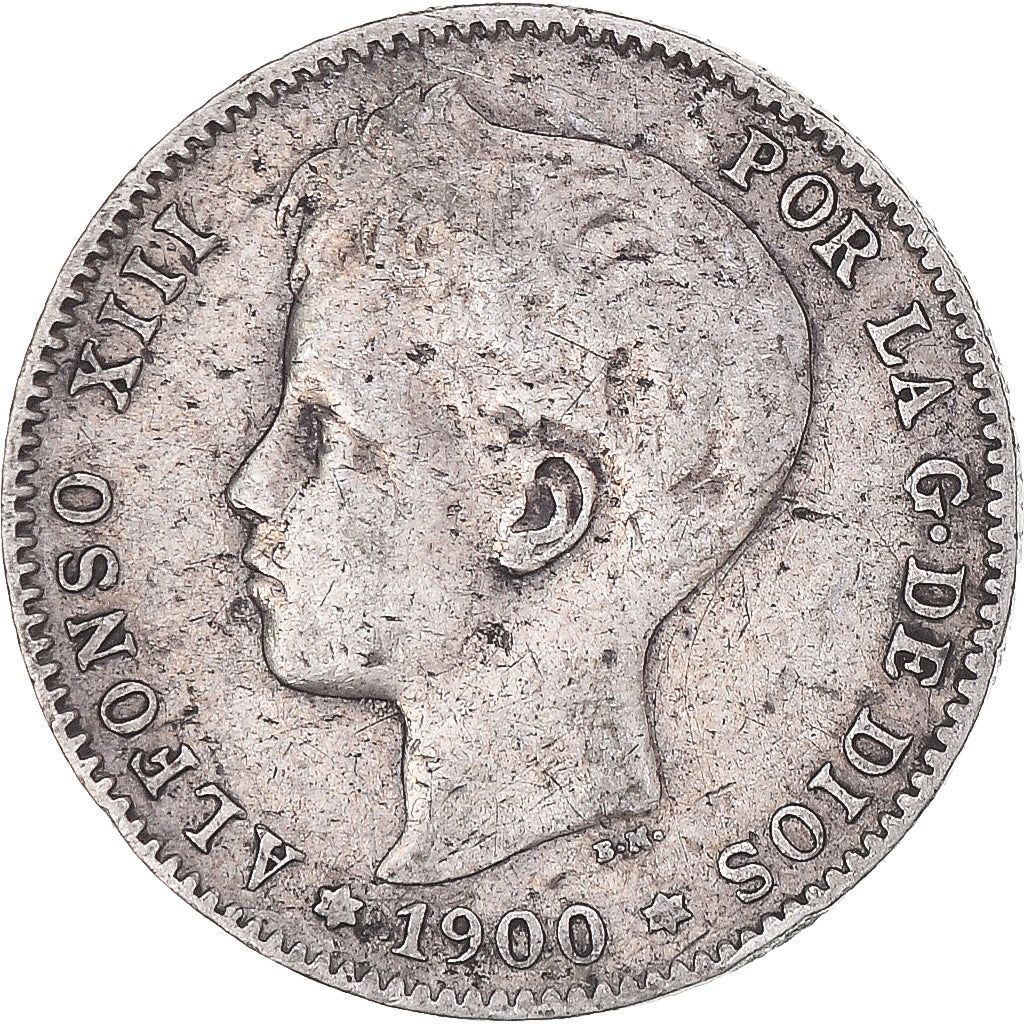 Coin, Spain, Alfonso XIII, Peseta, 1900, Madrid, EF(40-45), Silver, KM:706