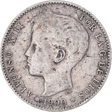 Coin, Spain, Alfonso XIII, Peseta, 1900, Madrid, EF(40-45), Silver, KM:706