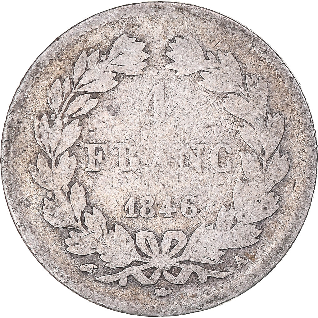 Coin, France, Louis-Philippe, Franc, 1846, Paris, VG(8-10), Silver, KM:748.1