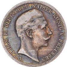 Coin, German States, PRUSSIA, Wilhelm II, 3 Mark, 1909, Berlin, EF(40-45)