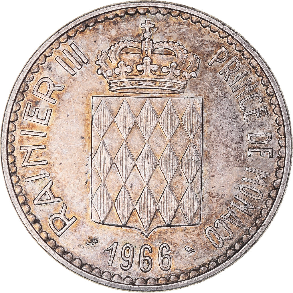Coin, Monaco, Rainier III, 10 Francs, 1966, AU(50-53), Silver, KM:146