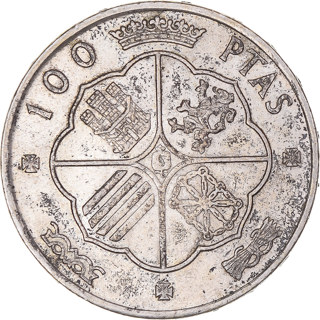 Coin, Spain, Caudillo and regent, 100 Pesetas, 1966 (67), AU(50-53), Silver
