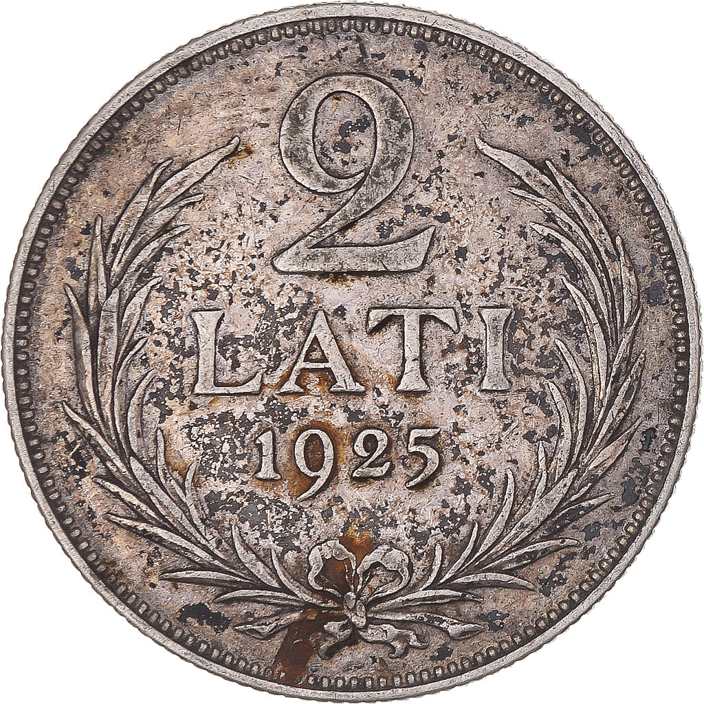 Moneda, Letonia, 2 Lati, 1925, MBC, Plata, KM:8