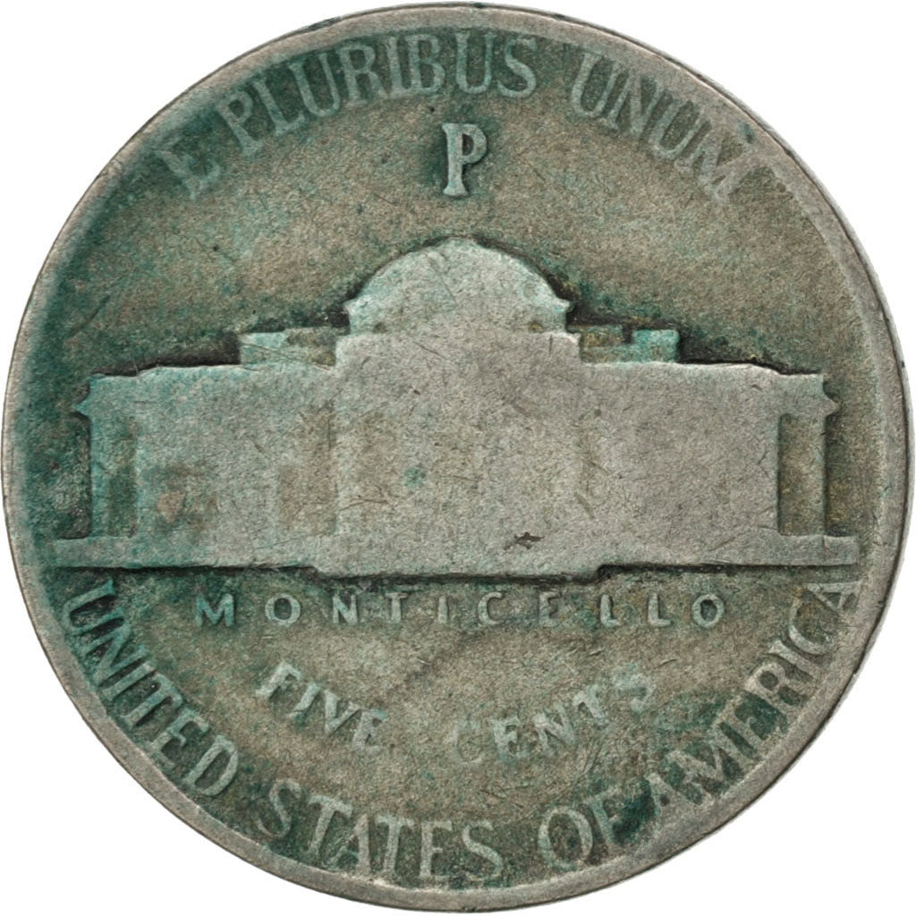 UNITED STATES, Jefferson Nickel, 5 Cents, 1943, U.S. Mint, KM #192a, VF(20-25),.