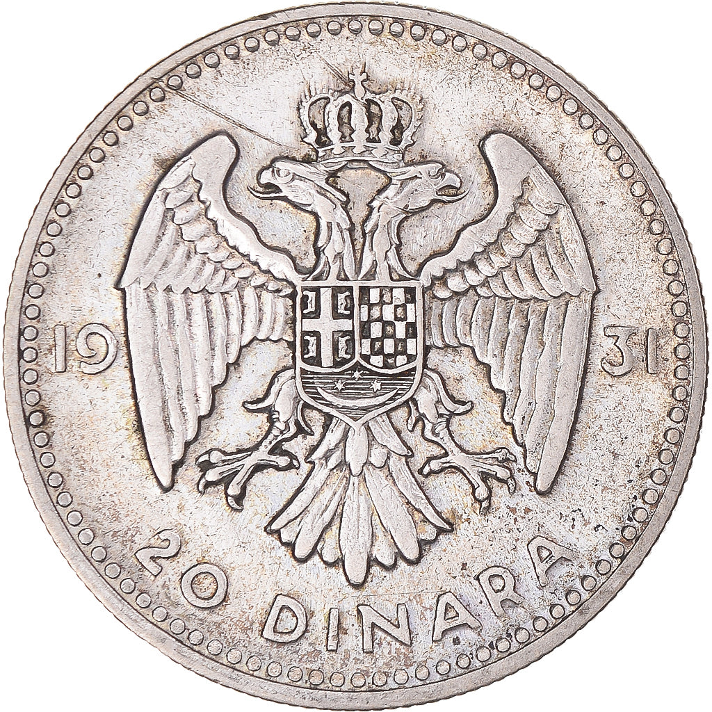 Coin, Yugoslavia, Alexander I, 20 Dinara, 1931, Belgrade, EF(40-45), Silver