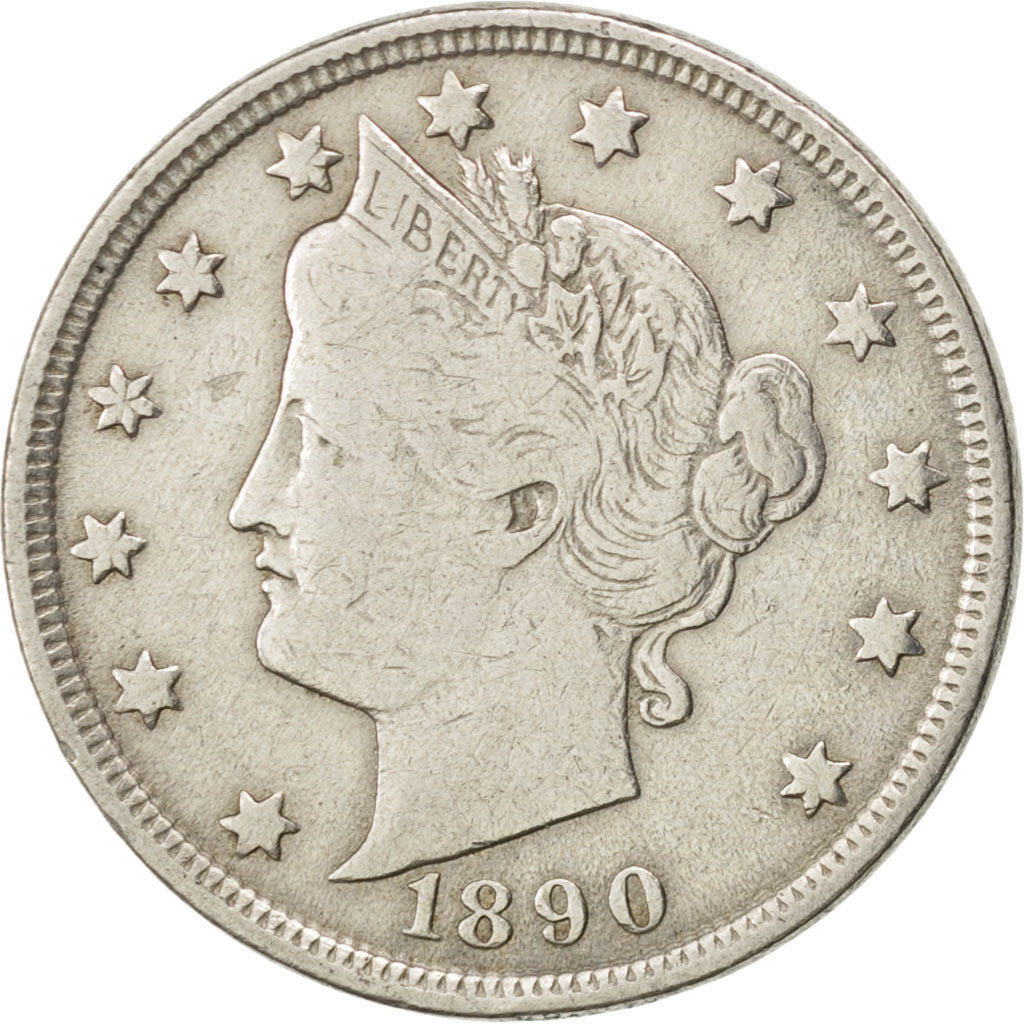 UNITED STATES, Liberty Nickel, 5 Cents, 1890, U.S. Mint, KM #112, VF(20-25),...