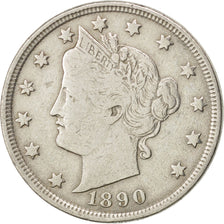 UNITED STATES, Liberty Nickel, 5 Cents, 1890, U.S. Mint, KM #112, VF(20-25),...