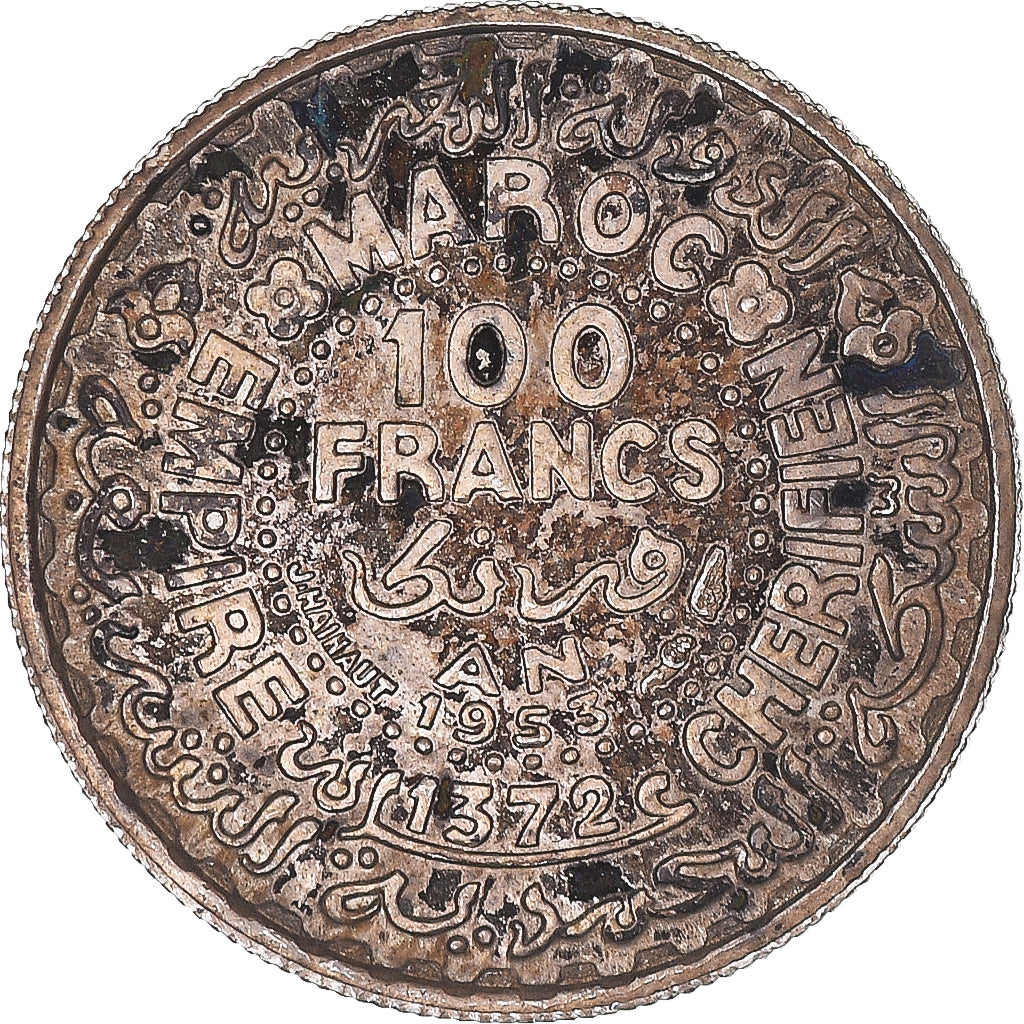 Monnaie, Maroc, Mohammed V, 100 Francs, 1953, Paris, TTB+, Argent, KM:52
