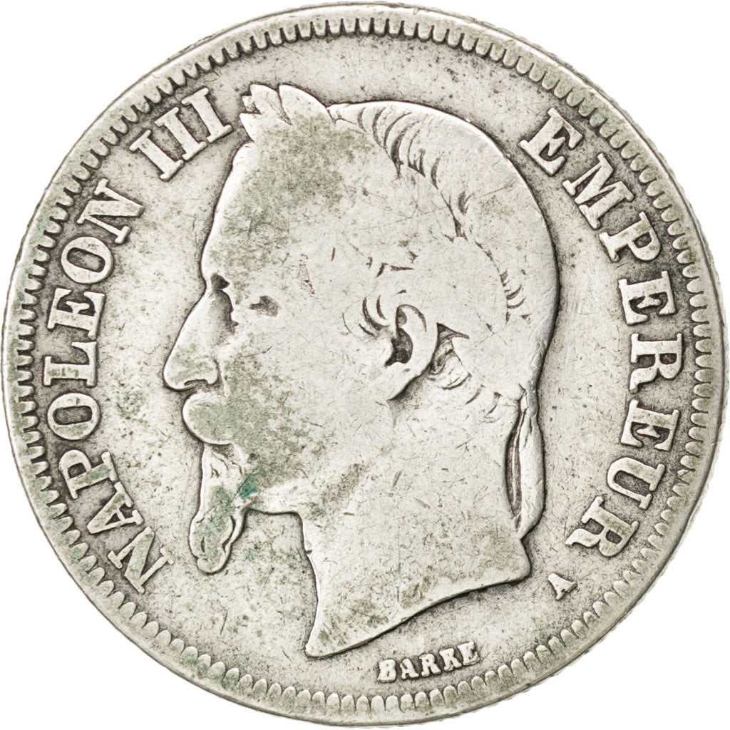 FRANCE, Napoléon III, 2 Francs, 1867, Paris, KM #807.1, F(12-15), Silver, Gadour
